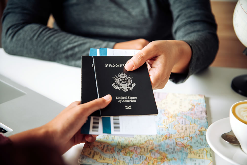 Passport booklet representing passport application services